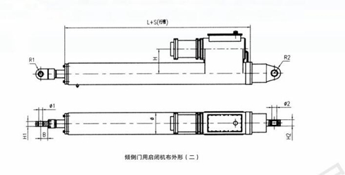 下臥式翻板閘門(mén)啟閉機安裝布置尺寸圖